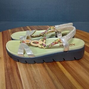 Alegria‎ Sandals Gold Wedge Platform Womens 8 8.5 Comfort Summer Beach Boho